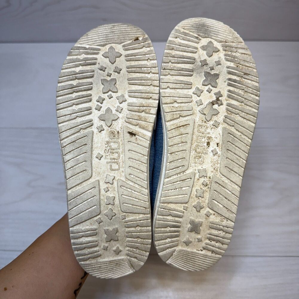 Hey Dude Wendy Sparkling Denim Shoes Youth Girls Size 3 Slip On Walking Comfort - Picture 7 of 8